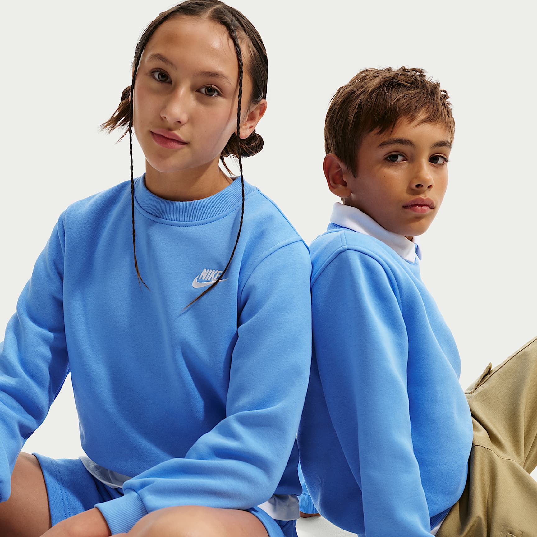 NIKE Big Swoosh シアサッカー柄 L sky blue Nike Sportswear Club Fleece Big Kids' Sweatshirt. Nike.com